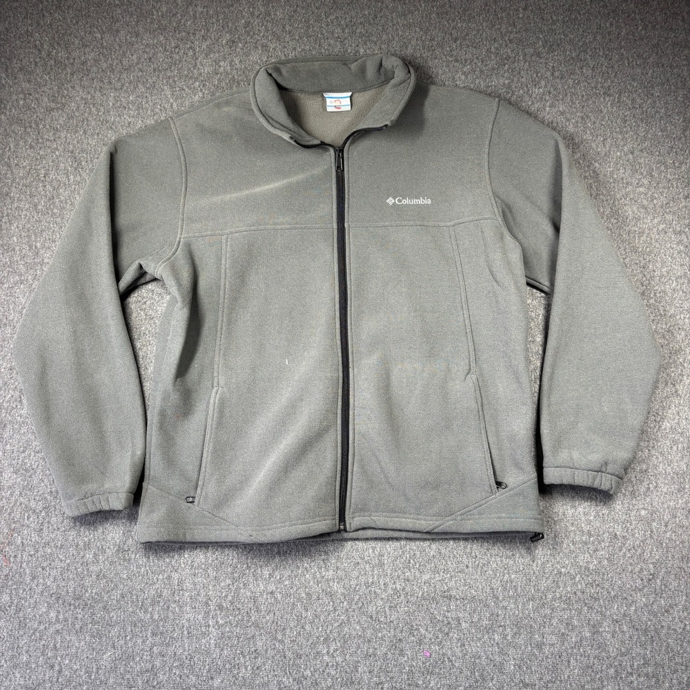 Columbia Mens Full Zip Fleece Jacket‎ Gray Textured Outdoor Layer XL